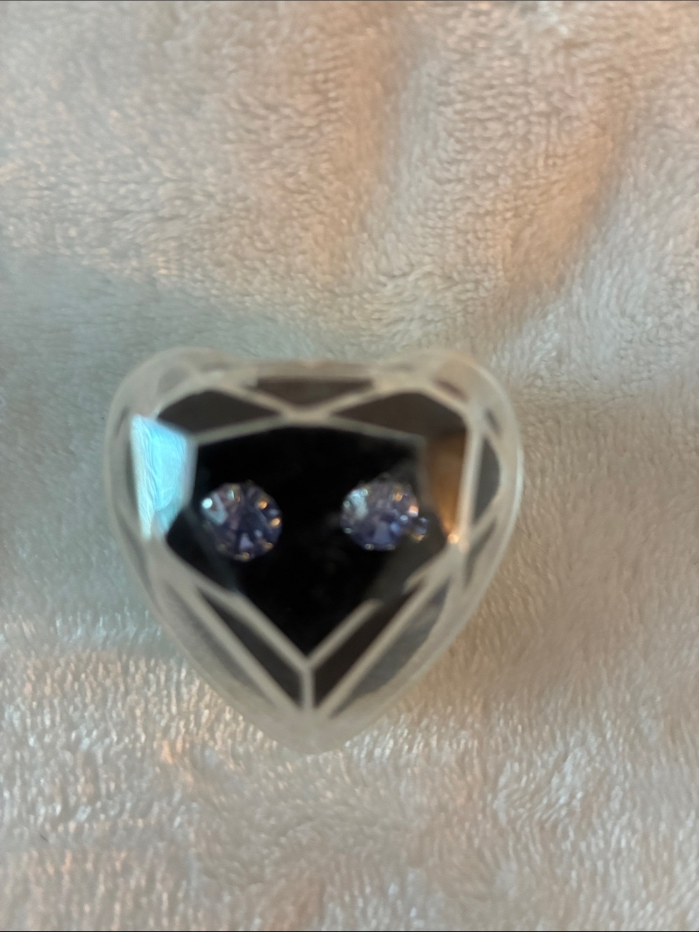 Othr Heart Stud Earrings with Light Purple Crystals